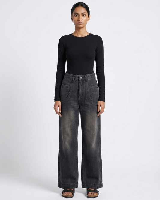 Washed black denim [UNISEX]