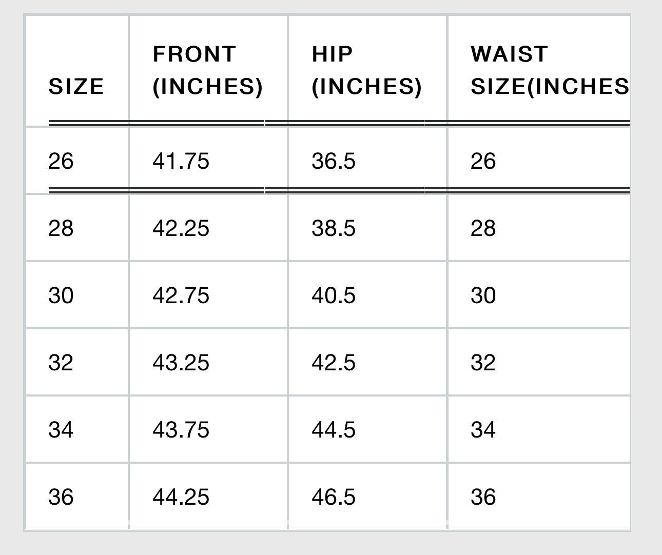 Size Chart